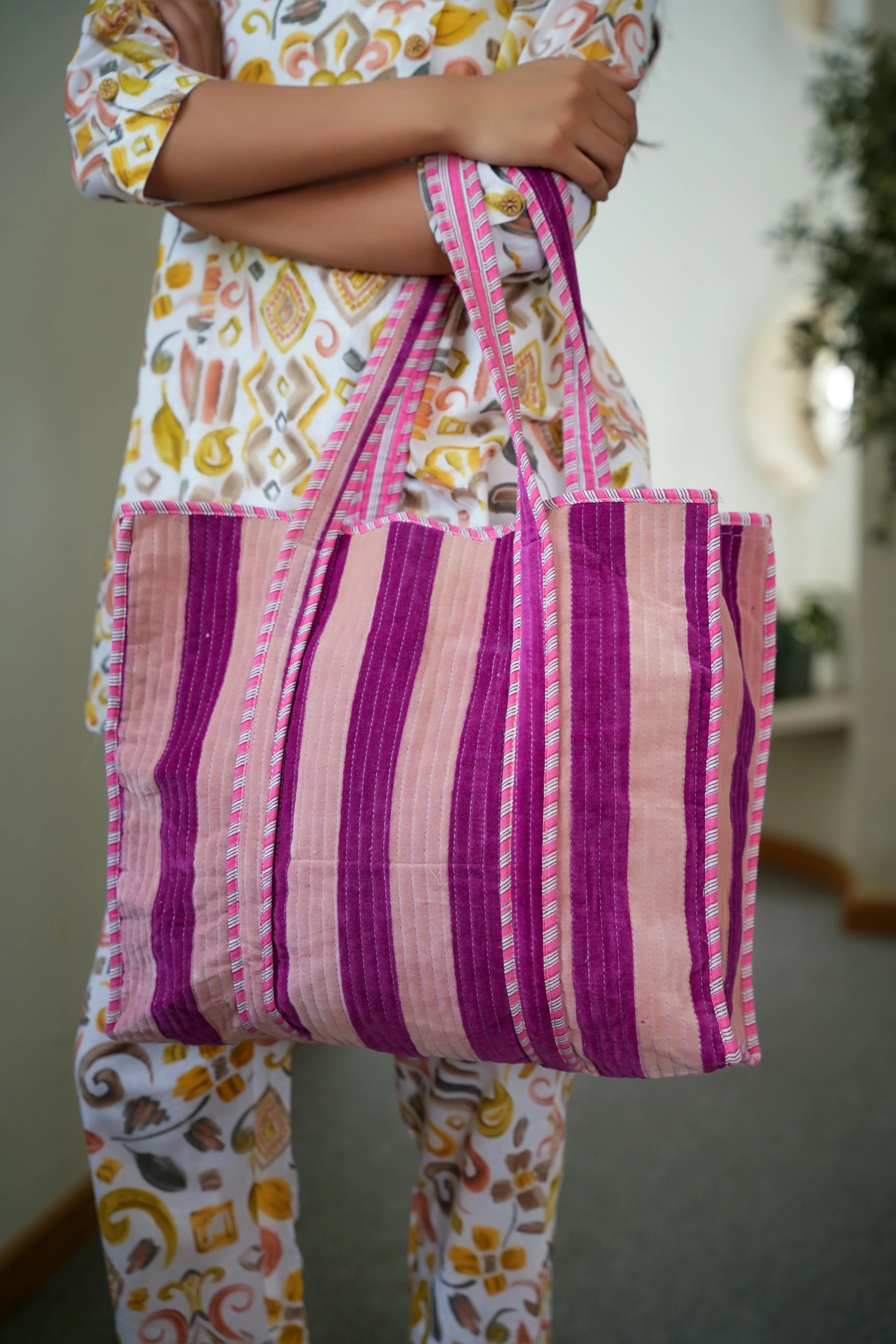 The Striped Velvet Tote - Image 23