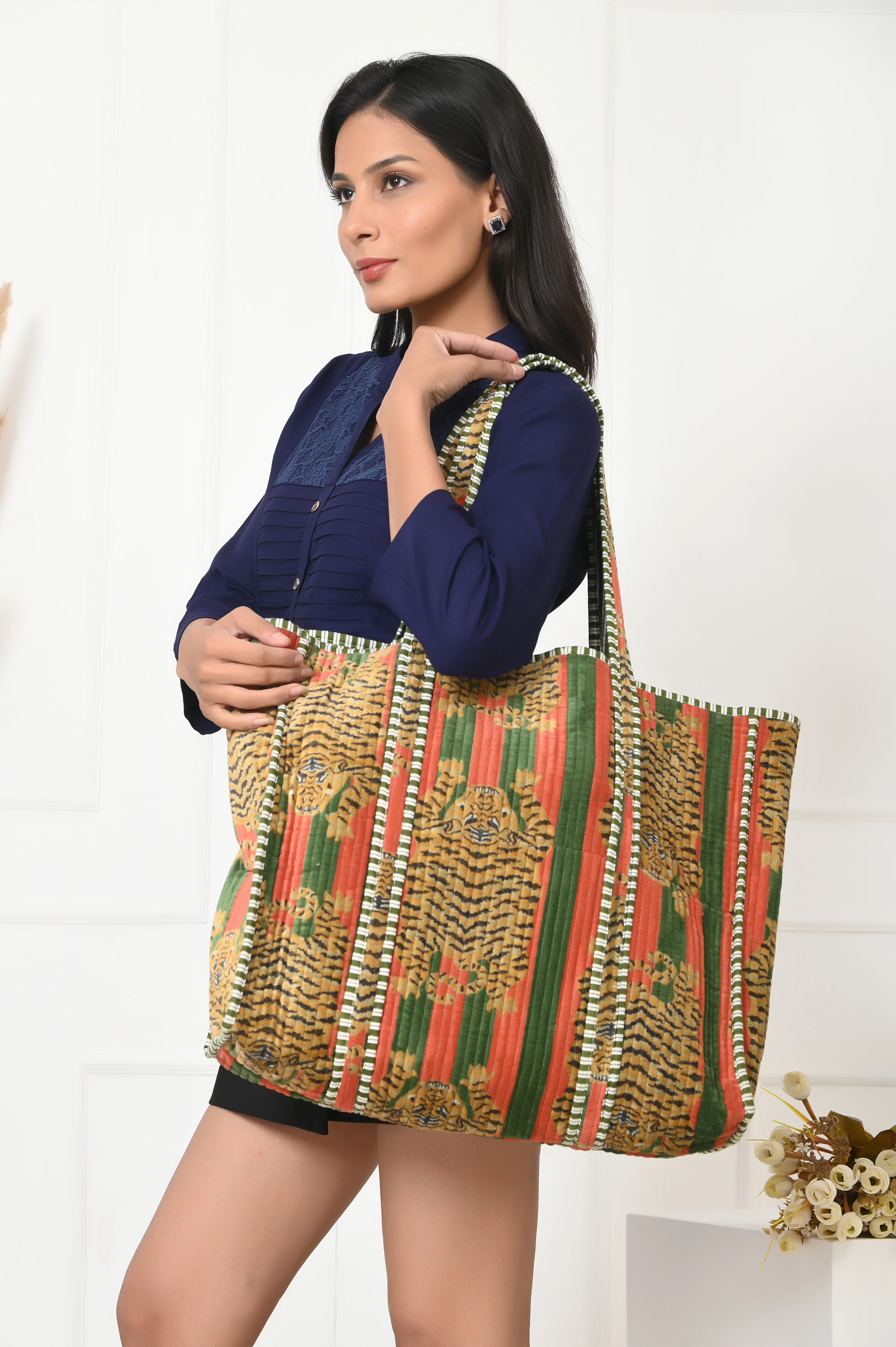 The Tibetan Tiger Tote in Velvet - Image 41