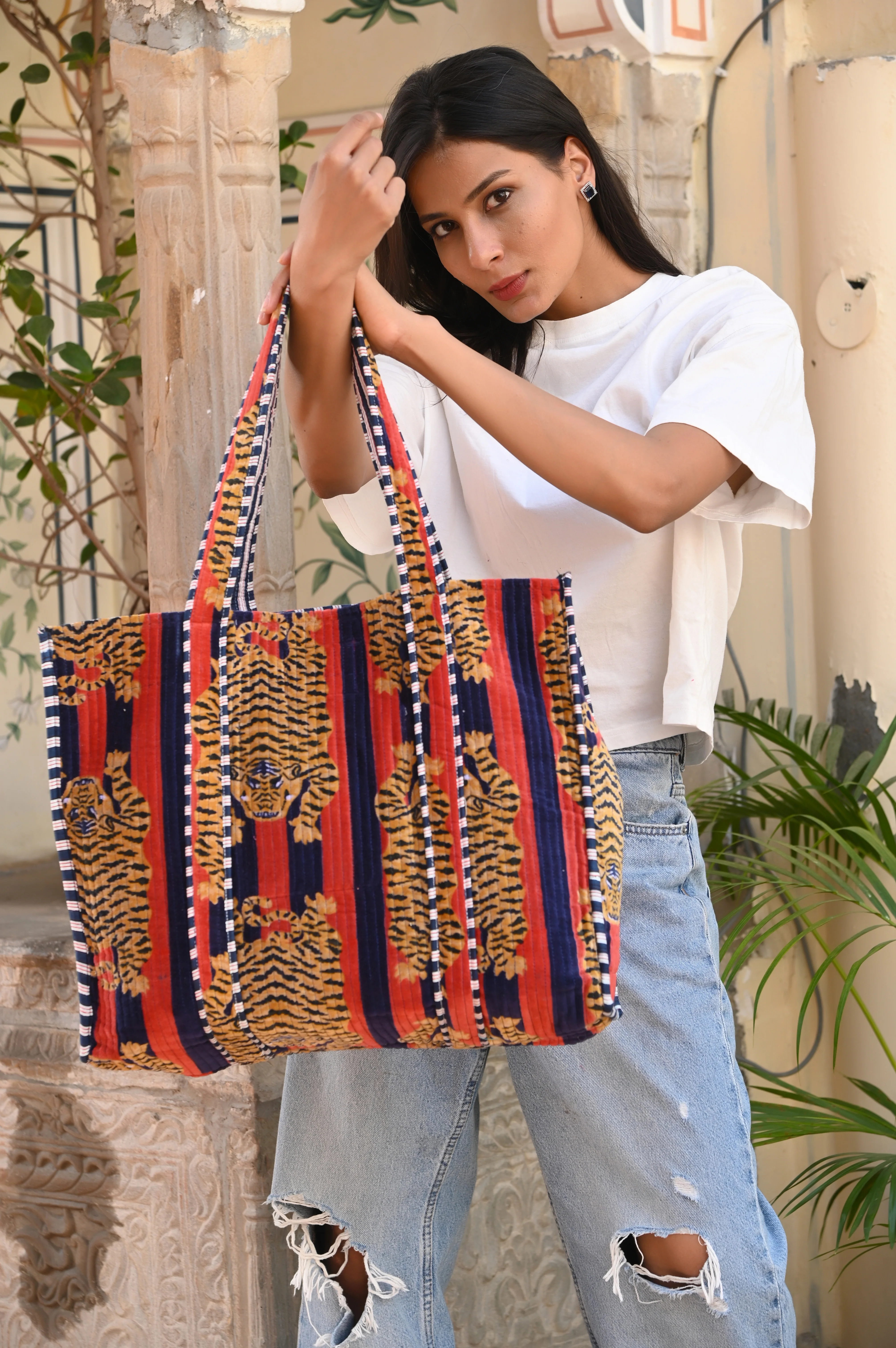 The Tibetan Tiger Tote in Velvet - Image 53