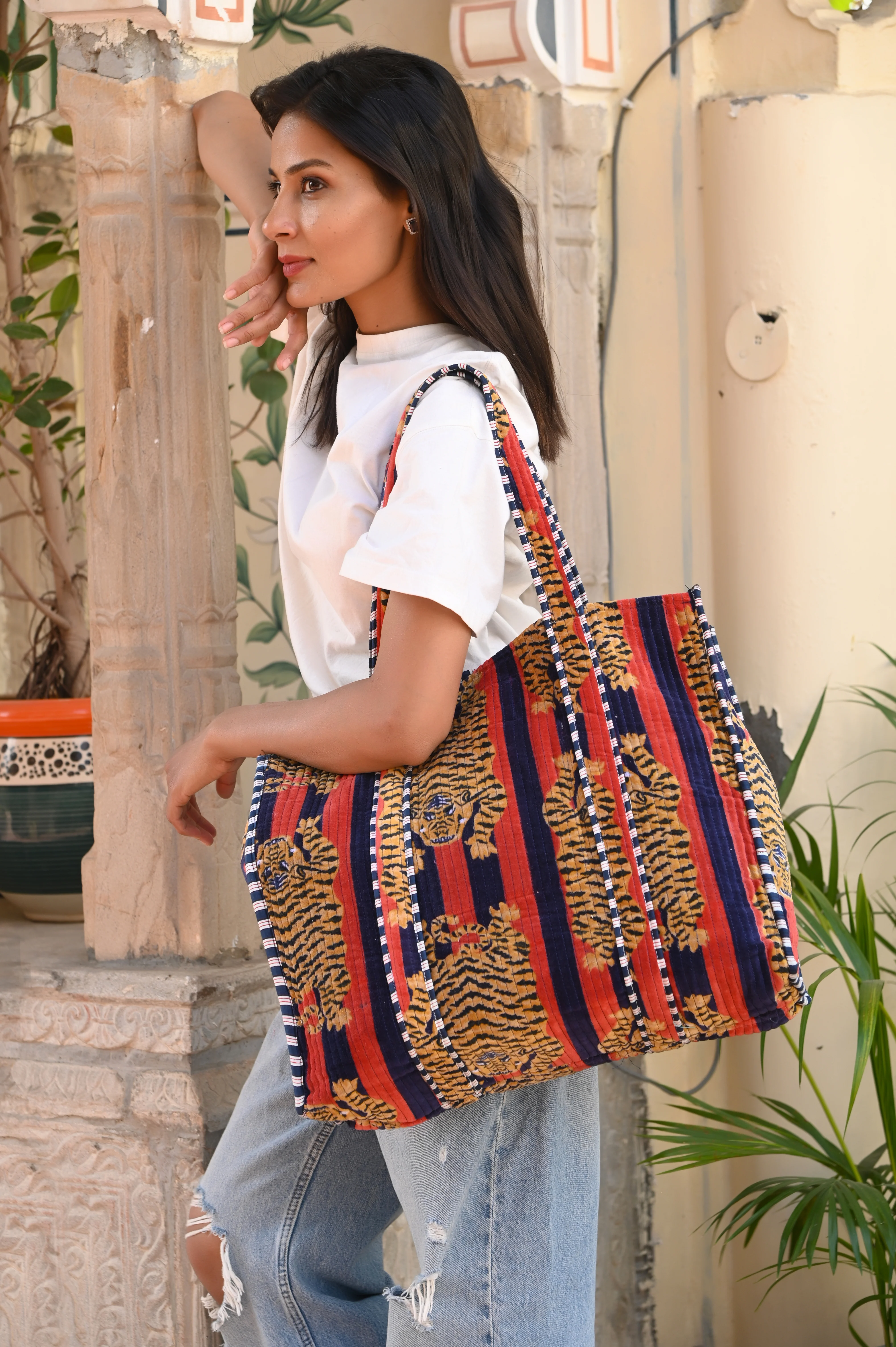The Tibetan Tiger Tote in Velvet - Image 54