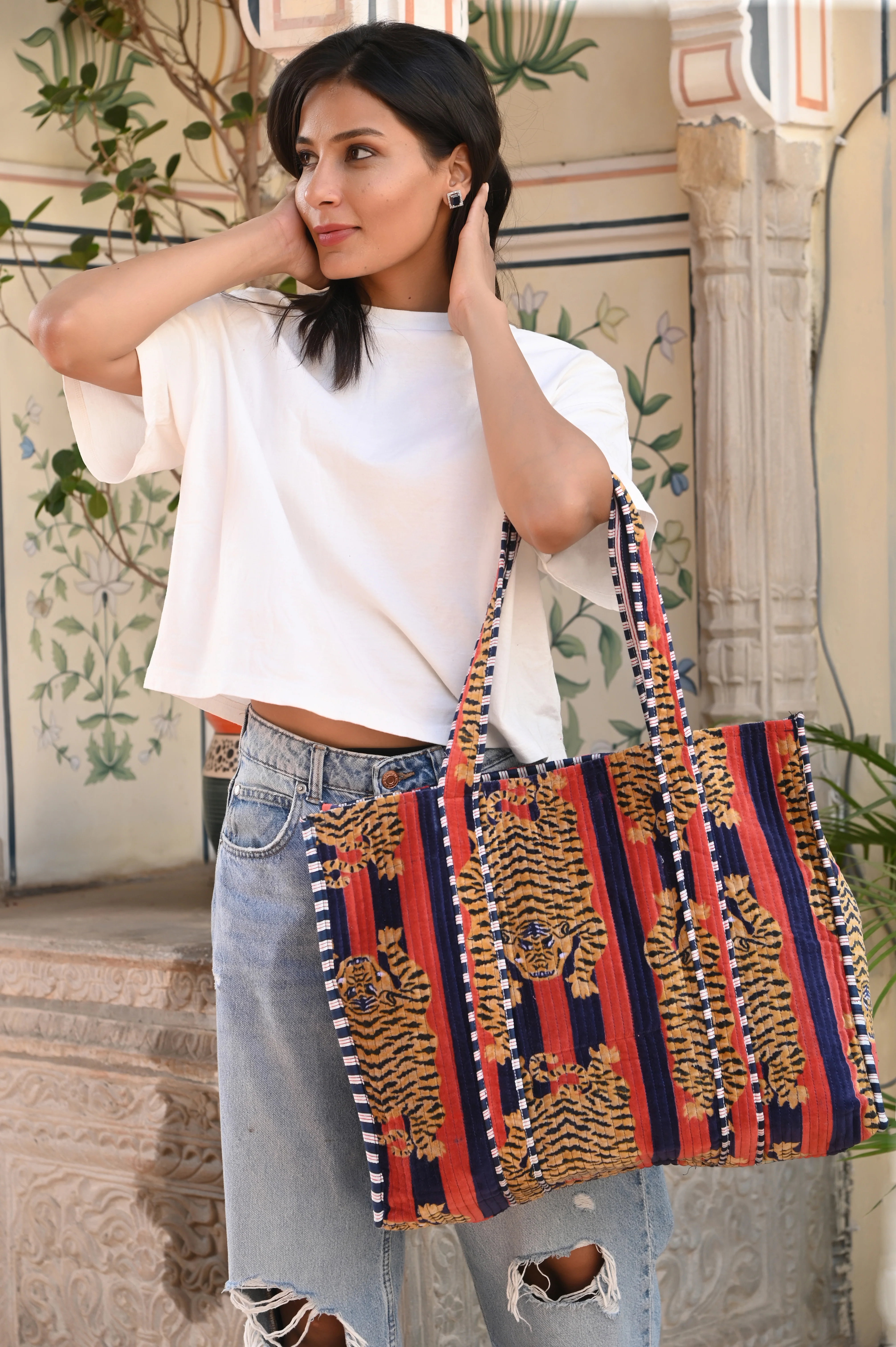 The Tibetan Tiger Tote in Velvet - Image 55