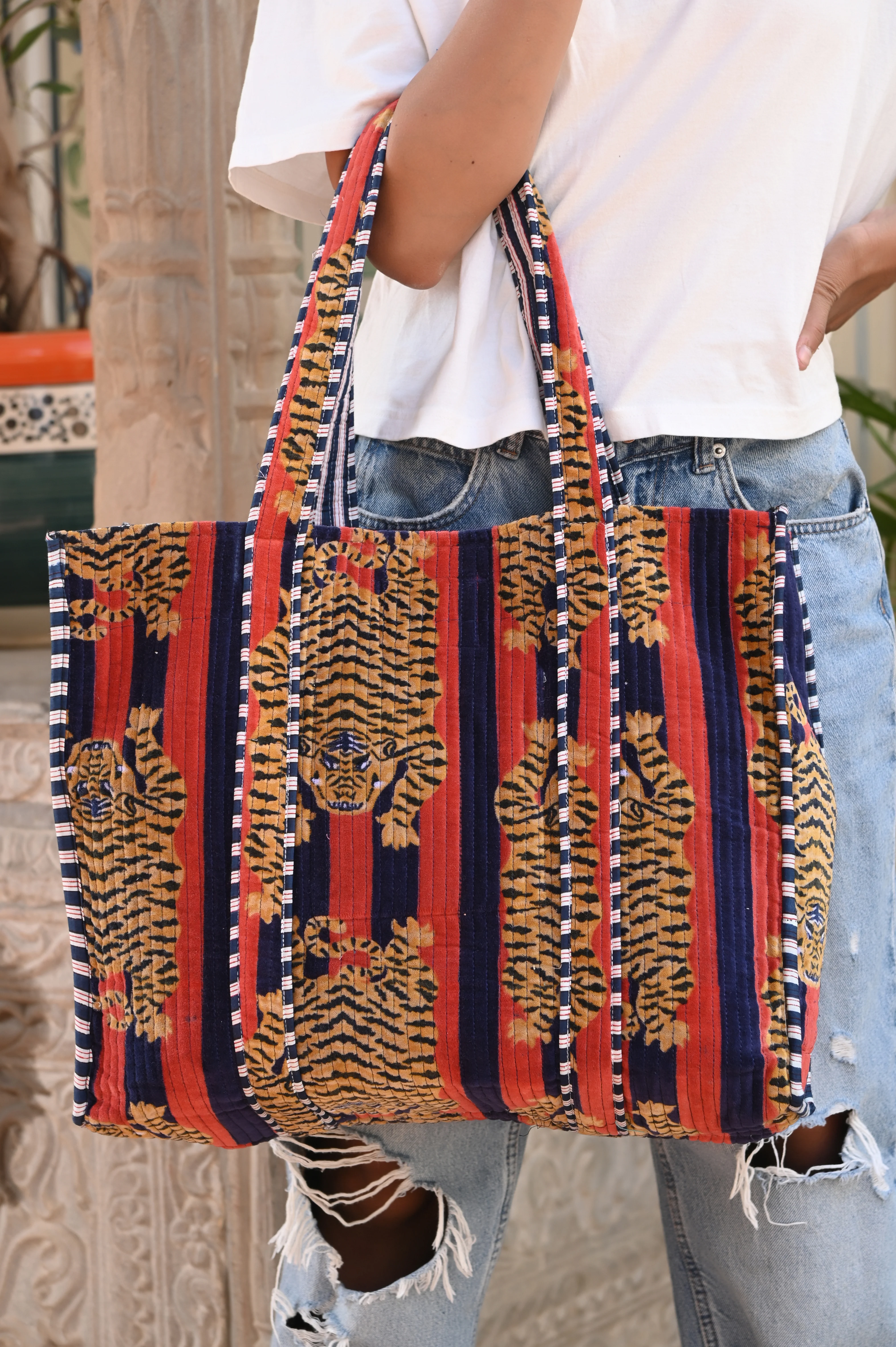 The Tibetan Tiger Tote in Velvet - Image 56