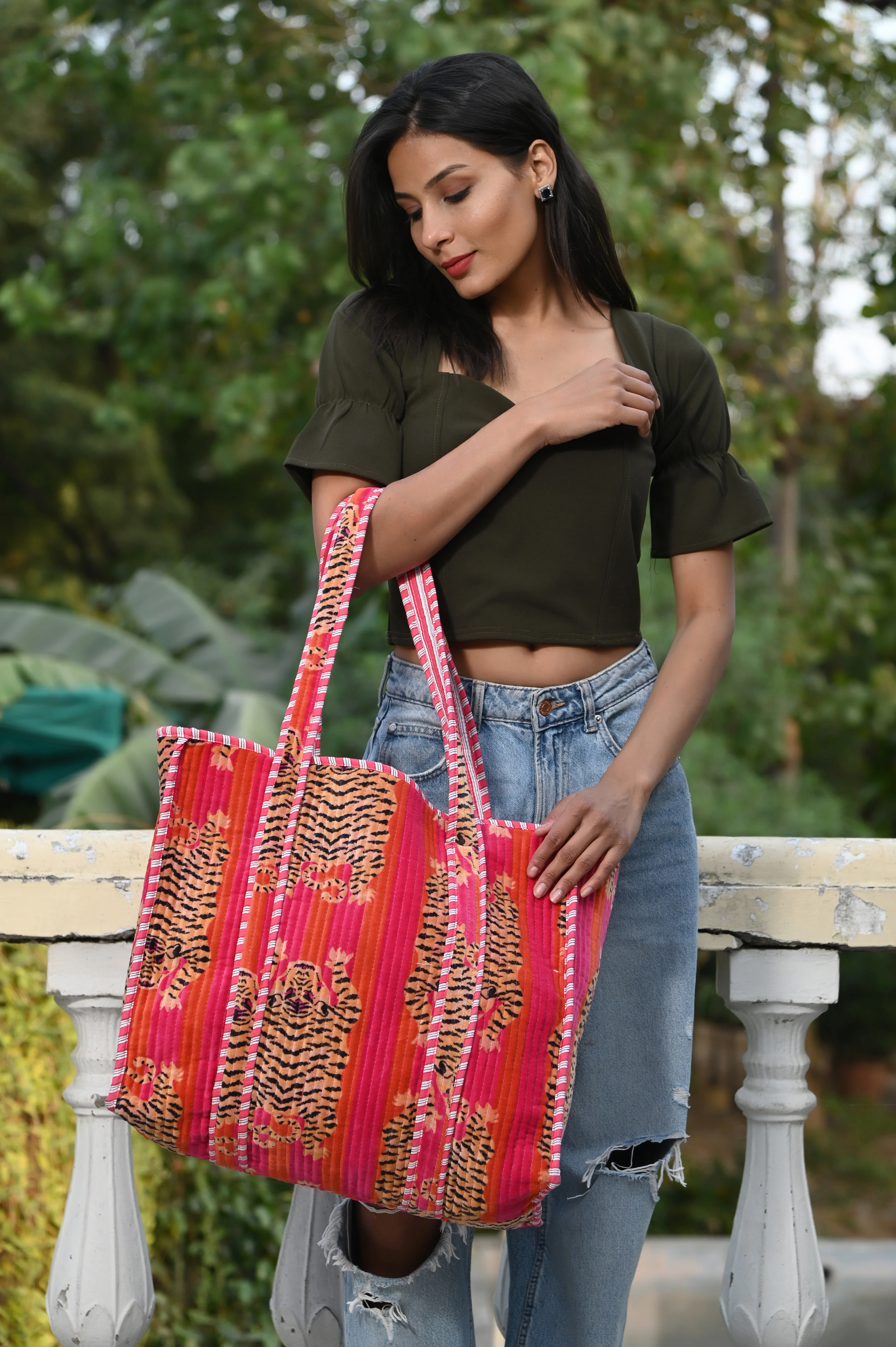 The Tibetan Tiger Tote in Velvet - Image 62