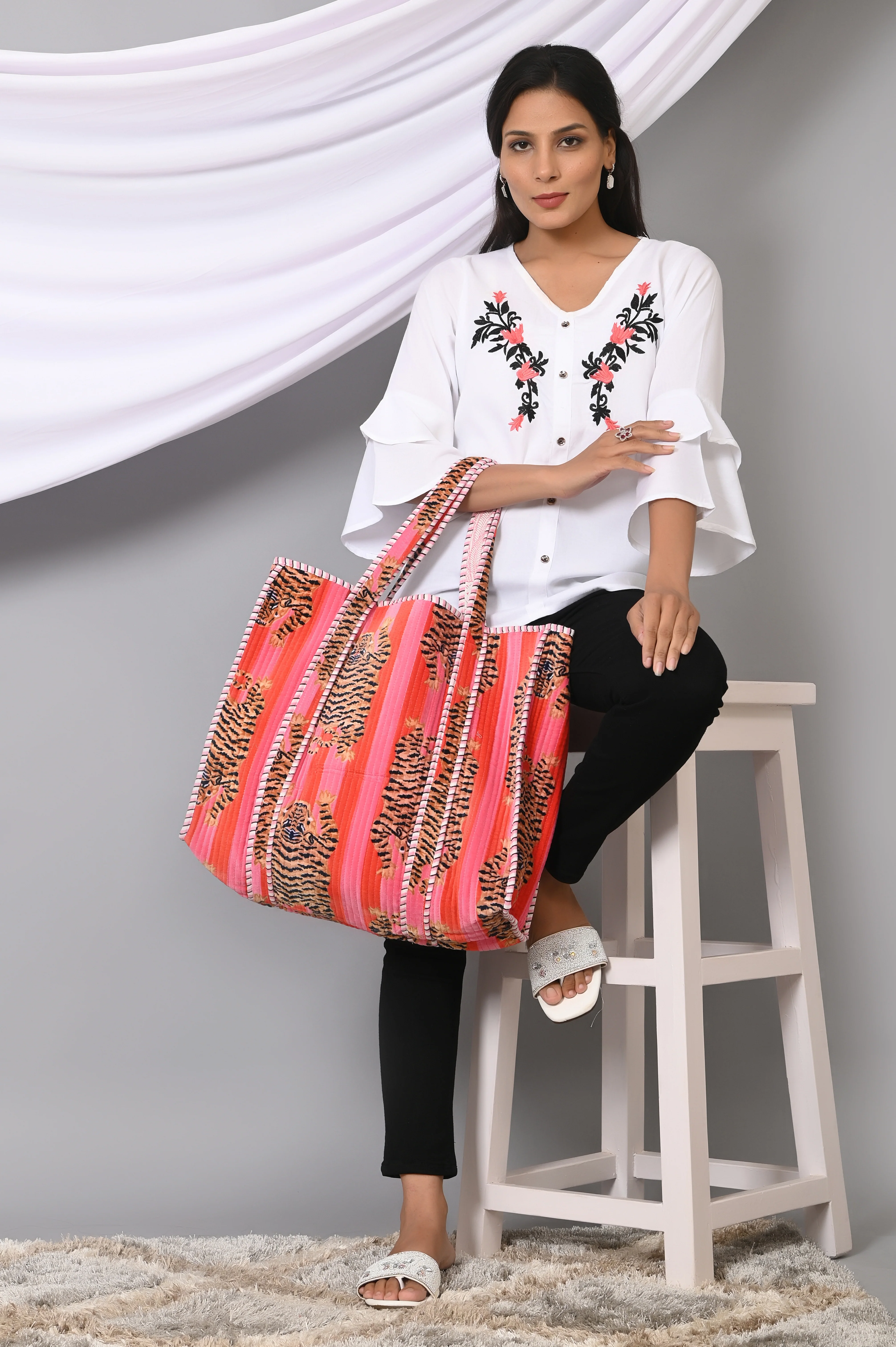 The Tibetan Tiger Tote in Velvet - Image 66