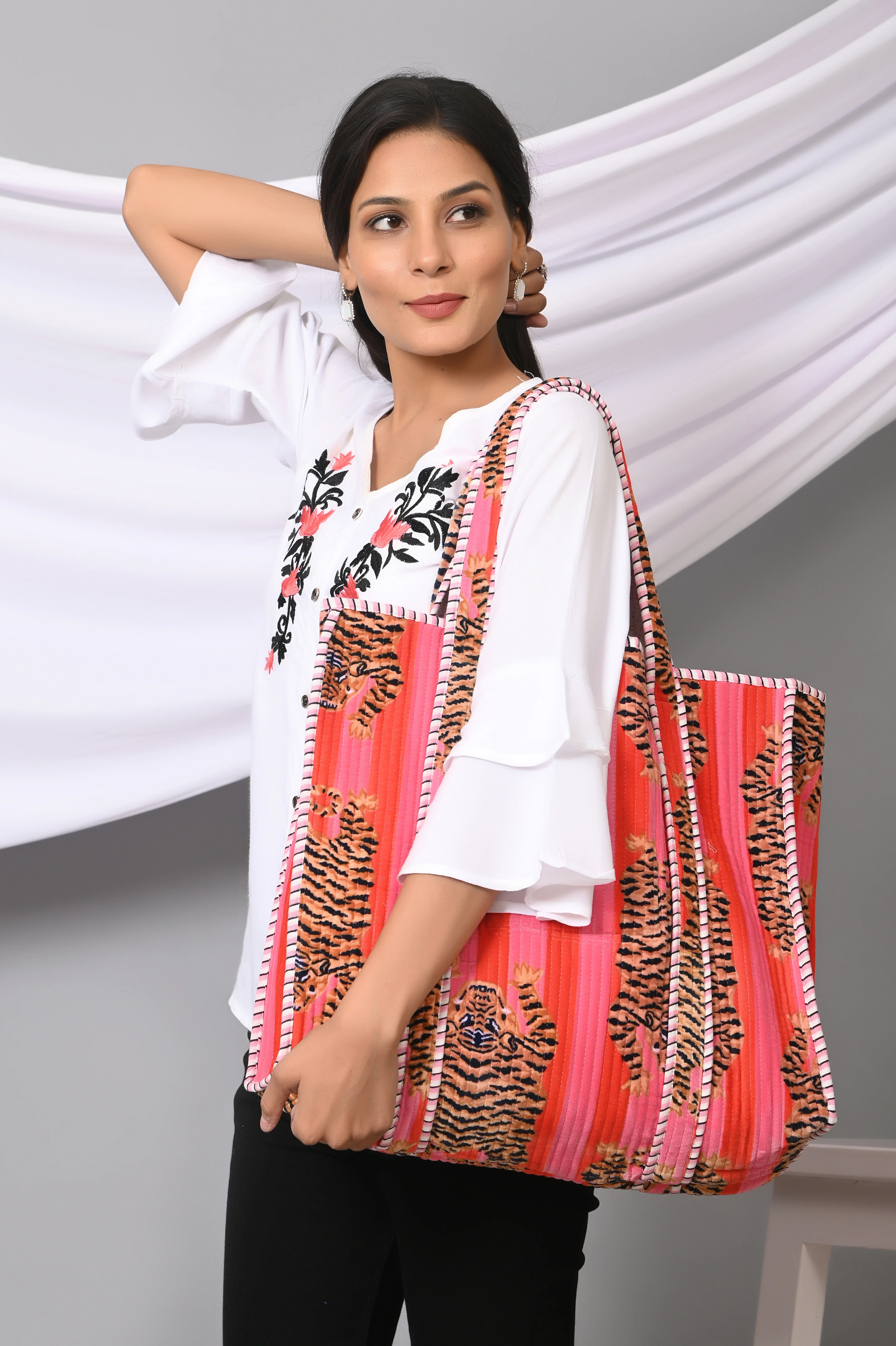 The Tibetan Tiger Tote in Velvet - Image 72